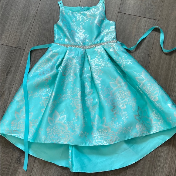 Rare Editions Turquoise Dress with Silver Details - Picture 1 of 8